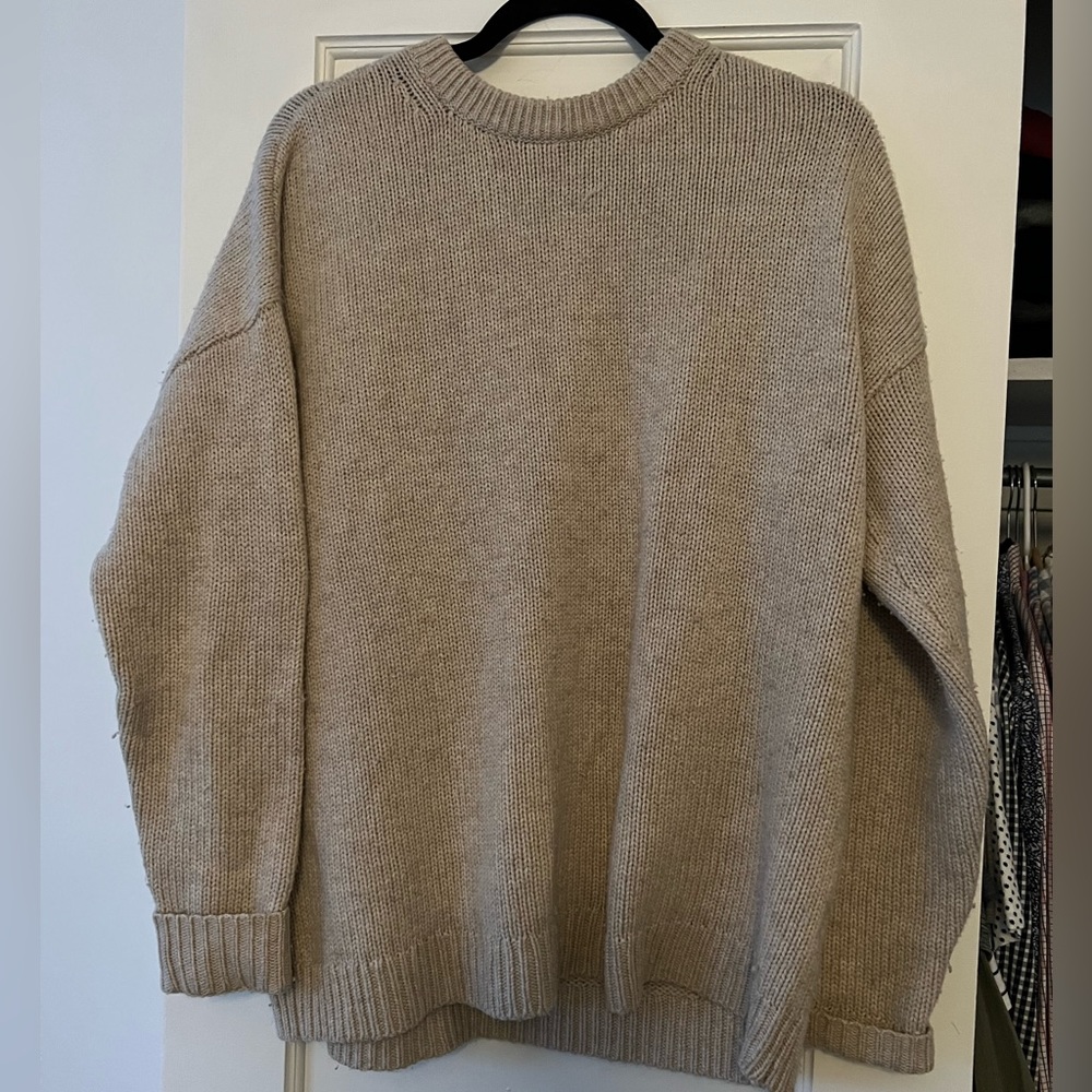 Something navy Nordstrom collar crew neck tan sweater size small